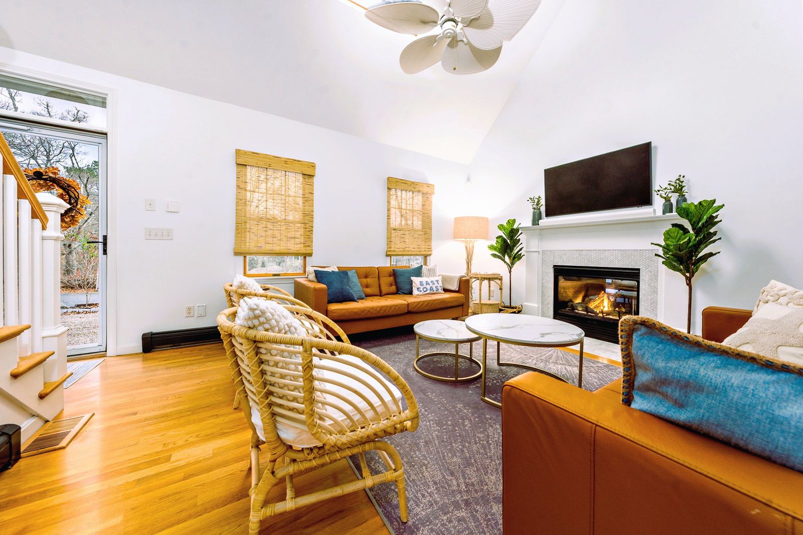 Vaulted Living Room with Fireplace